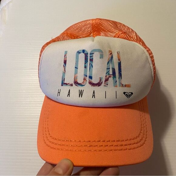 ROXY Local Hawaii Trucker baseball Hat cap coral mesh orange - Picture 2 of 8